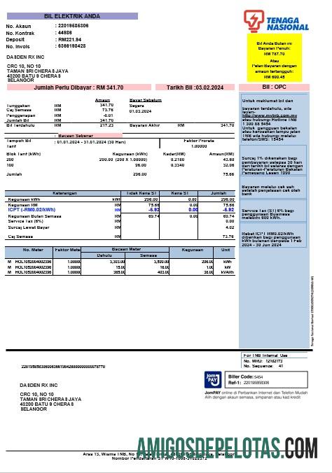 imprimível Modelo Word e PDF de projeto de lei de serviços públicos de energia nacional da Índia